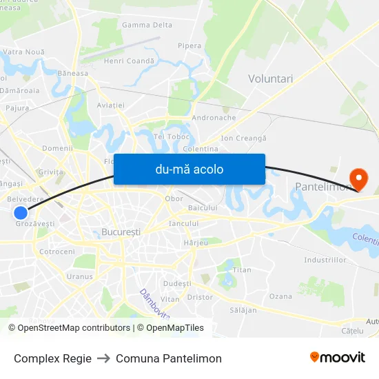 Harta de Complex Regie către Comuna Pantelimon