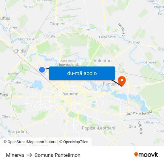 Harta de Minerva către Comuna Pantelimon