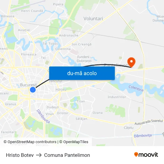 Harta de Hristo Botev către Comuna Pantelimon