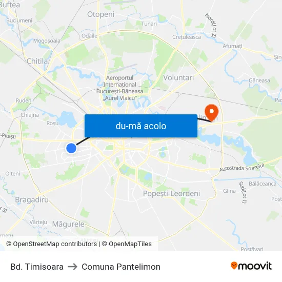 Harta de Bd. Timisoara către Comuna Pantelimon
