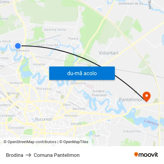 Harta de Brodina către Comuna Pantelimon