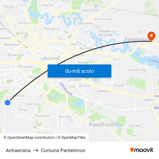 Harta de Antiaeriana către Comuna Pantelimon
