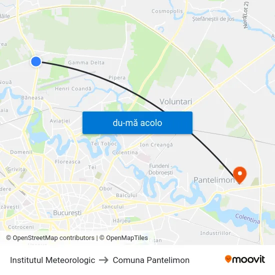 Harta de Institutul Meteorologic către Comuna Pantelimon