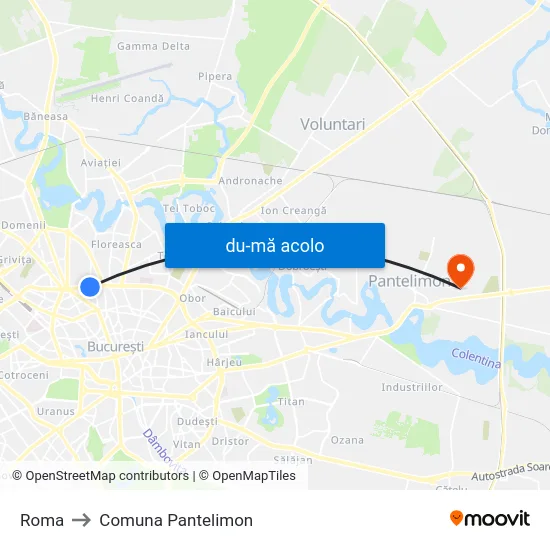 Harta de Roma către Comuna Pantelimon