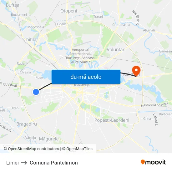 Harta de Liniei către Comuna Pantelimon