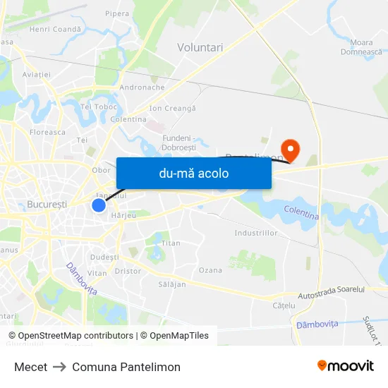 Harta de Mecet către Comuna Pantelimon