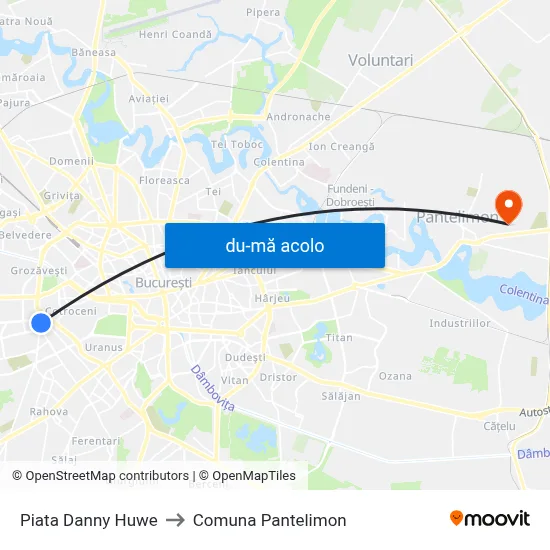 Harta de Piata Danny Huwe către Comuna Pantelimon