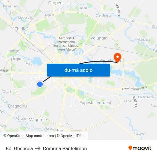Harta de Bd. Ghencea către Comuna Pantelimon