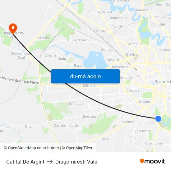 Harta de Cutitul De Argint către Dragomiresti-Vale