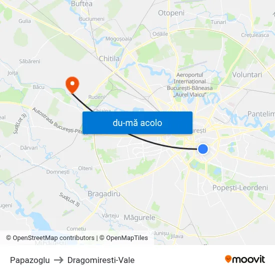 Harta de Papazoglu către Dragomiresti-Vale