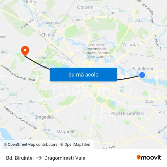 Harta de Bd. Biruintei către Dragomiresti-Vale