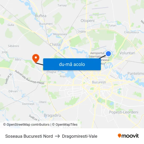 Harta de Soseaua Bucuresti Nord către Dragomiresti-Vale