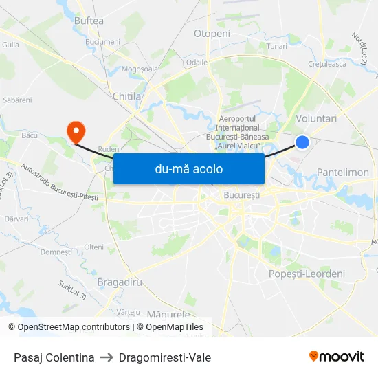 Harta de Pasaj Colentina către Dragomiresti-Vale