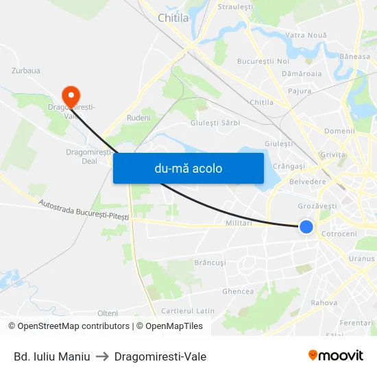 Harta de Bd. Iuliu Maniu către Dragomiresti-Vale