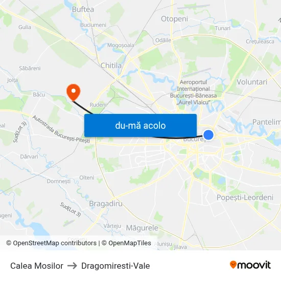 Harta de Calea Mosilor către Dragomiresti-Vale