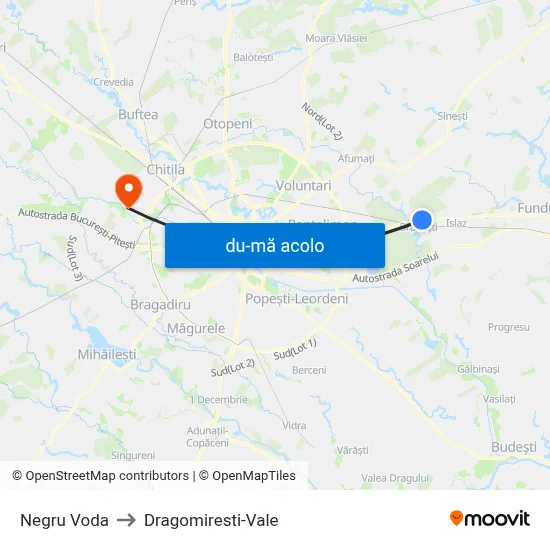 Harta de Negru Voda către Dragomiresti-Vale