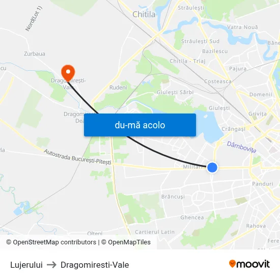 Harta de Lujerului către Dragomiresti-Vale