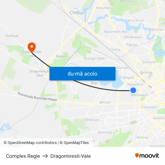 Harta de Complex Regie către Dragomiresti-Vale