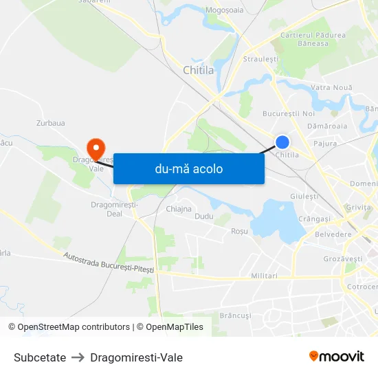 Harta de Subcetate către Dragomiresti-Vale