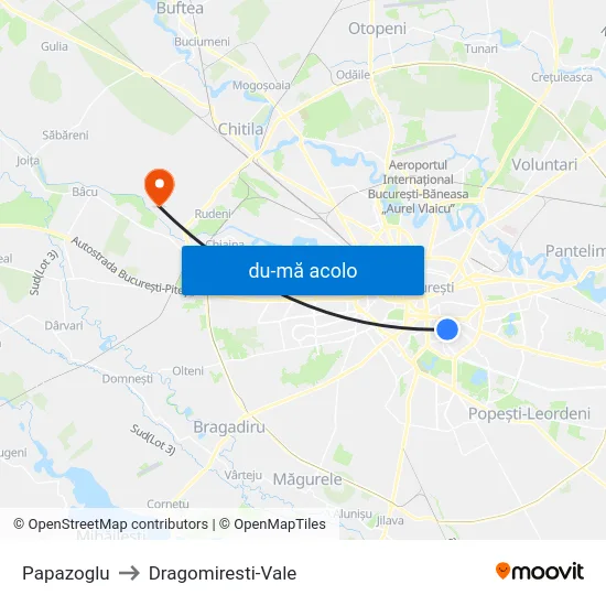Harta de Papazoglu către Dragomiresti-Vale