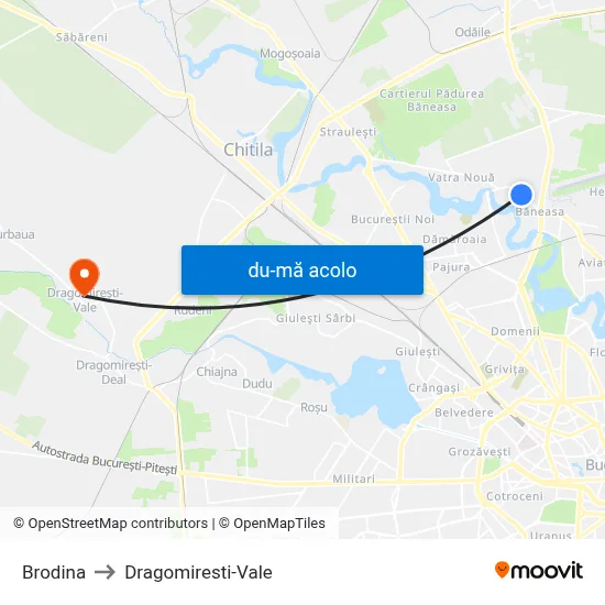 Harta de Brodina către Dragomiresti-Vale