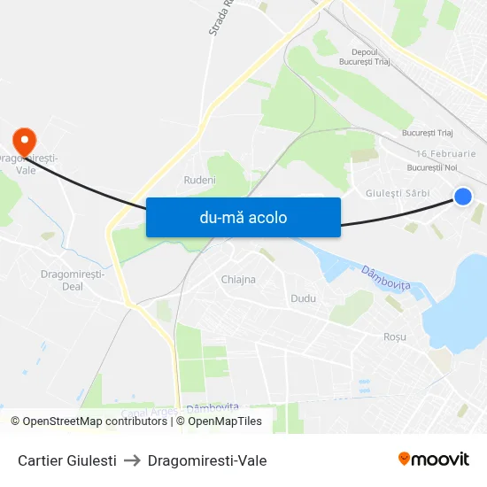 Harta de Cartier Giulesti către Dragomiresti-Vale