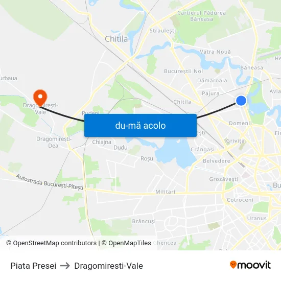 Harta de Piata Presei către Dragomiresti-Vale