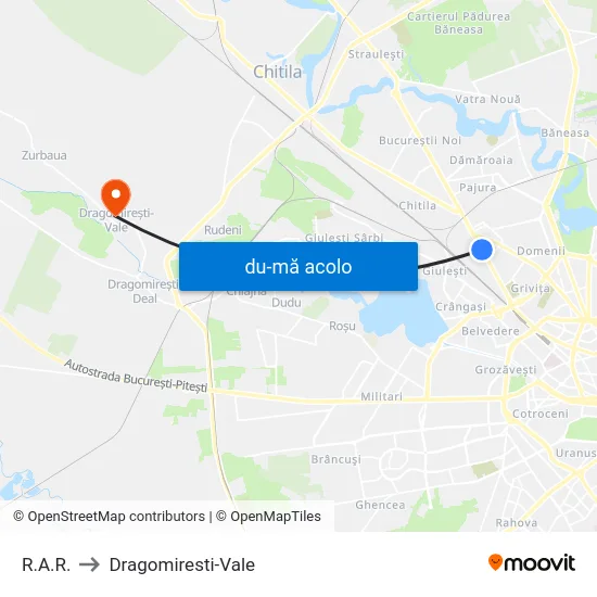 Harta de R.A.R. către Dragomiresti-Vale