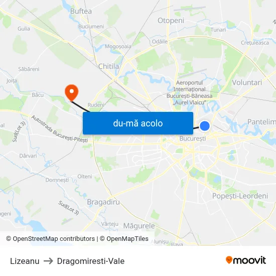 Harta de Lizeanu către Dragomiresti-Vale