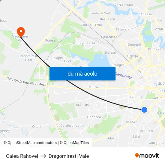 Harta de Calea Rahovei către Dragomiresti-Vale