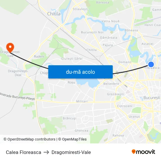 Harta de Calea Floreasca către Dragomiresti-Vale