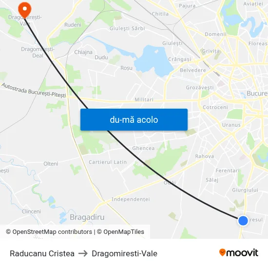 Harta de Raducanu Cristea către Dragomiresti-Vale