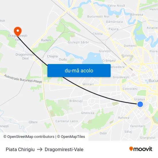 Harta de Piata Chirigiu către Dragomiresti-Vale
