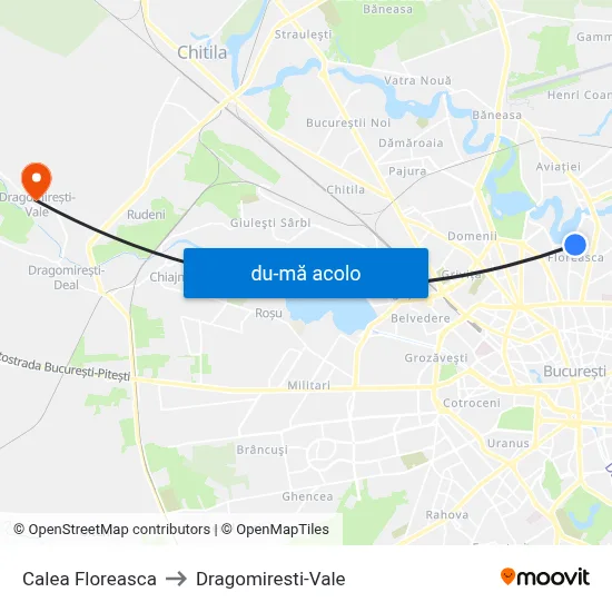 Harta de Calea Floreasca către Dragomiresti-Vale