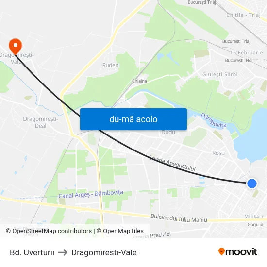 Harta de Bd. Uverturii către Dragomiresti-Vale