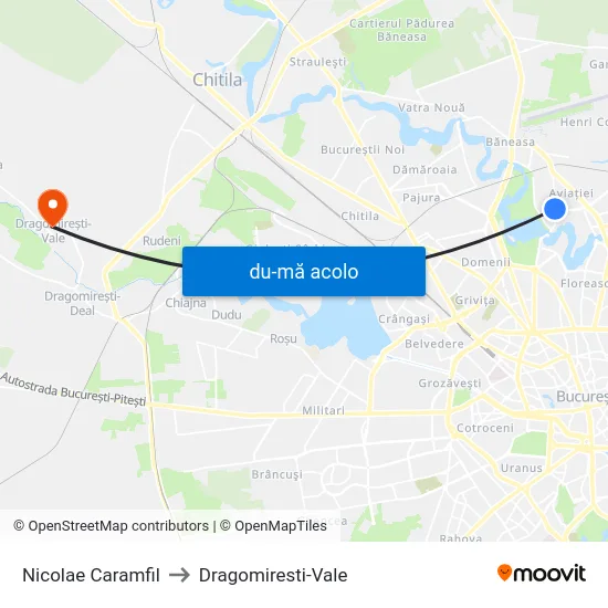 Harta de Nicolae Caramfil către Dragomiresti-Vale