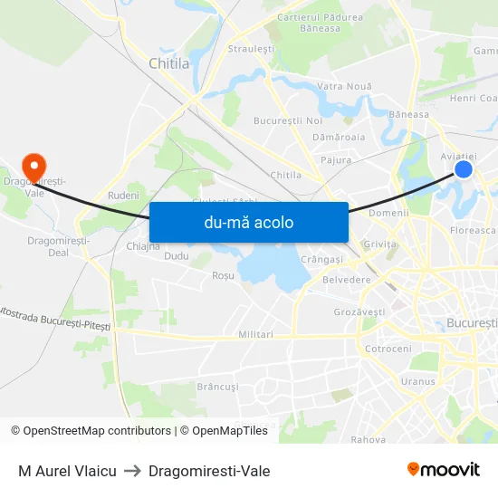 Harta de M Aurel Vlaicu către Dragomiresti-Vale