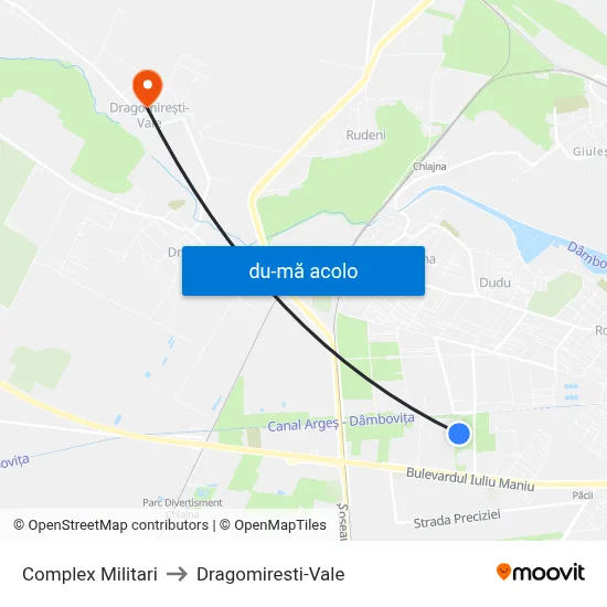 Harta de Complex Militari către Dragomiresti-Vale