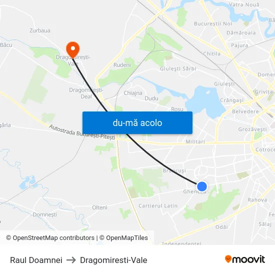 Harta de Raul Doamnei către Dragomiresti-Vale