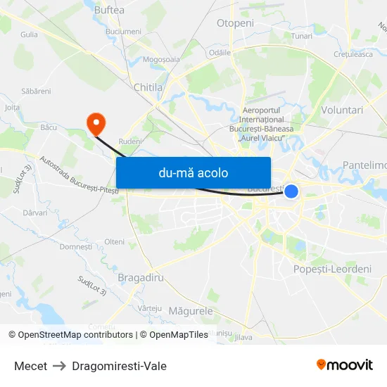 Harta de Mecet către Dragomiresti-Vale