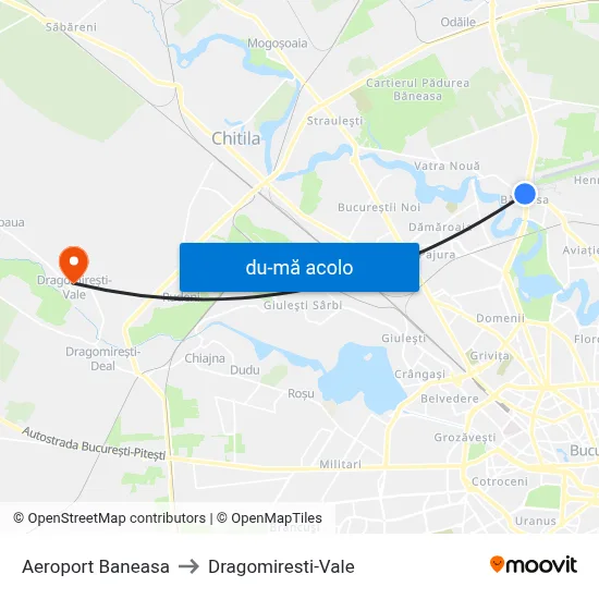 Harta de Aeroport Baneasa către Dragomiresti-Vale
