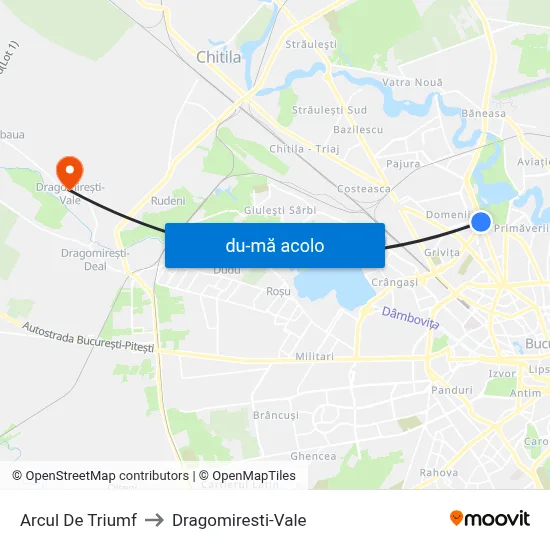Harta de Arcul De Triumf către Dragomiresti-Vale