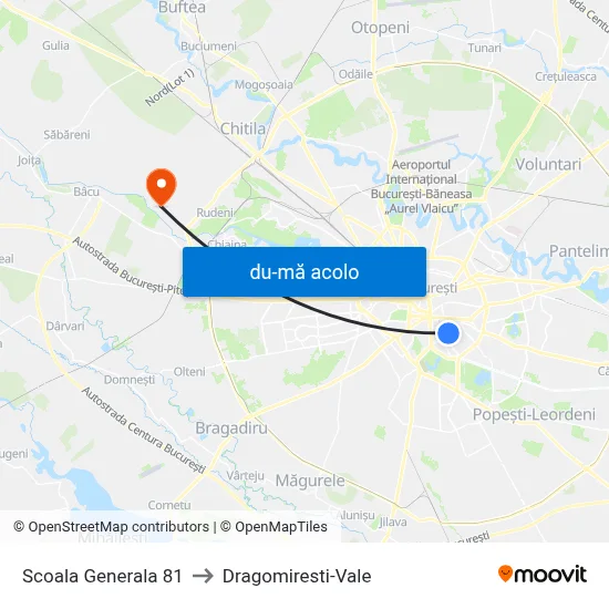 Harta de Scoala Generala 81 către Dragomiresti-Vale