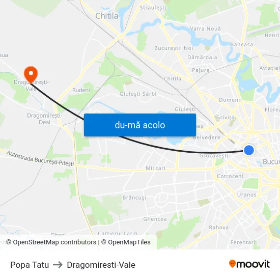 Harta de Popa Tatu către Dragomiresti-Vale