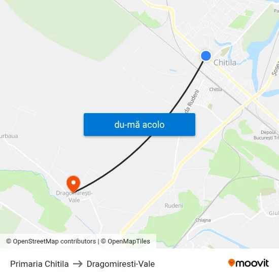 Harta de Primaria Chitila către Dragomiresti-Vale