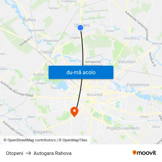 Harta de Otopeni către Autogara Rahova