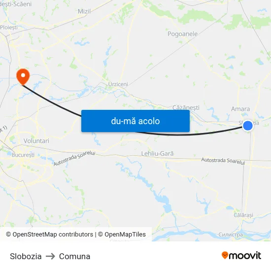 Harta de Slobozia către Comuna
