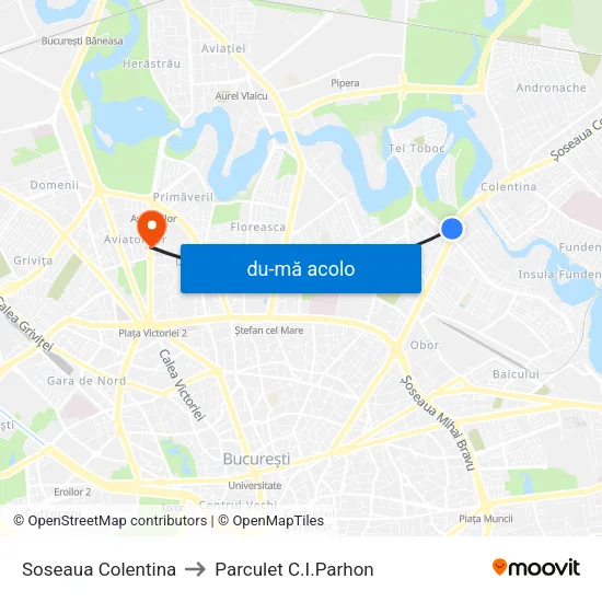 Harta de Soseaua Colentina către Parculet C.I.Parhon