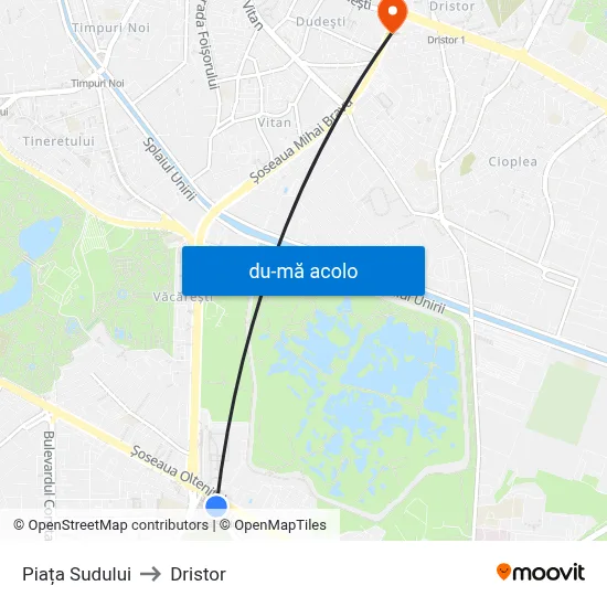 Harta de Piața Sudului către Dristor