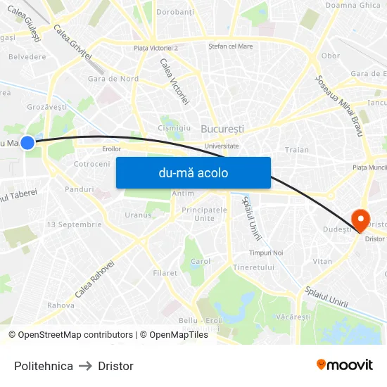 Harta de Politehnica către Dristor